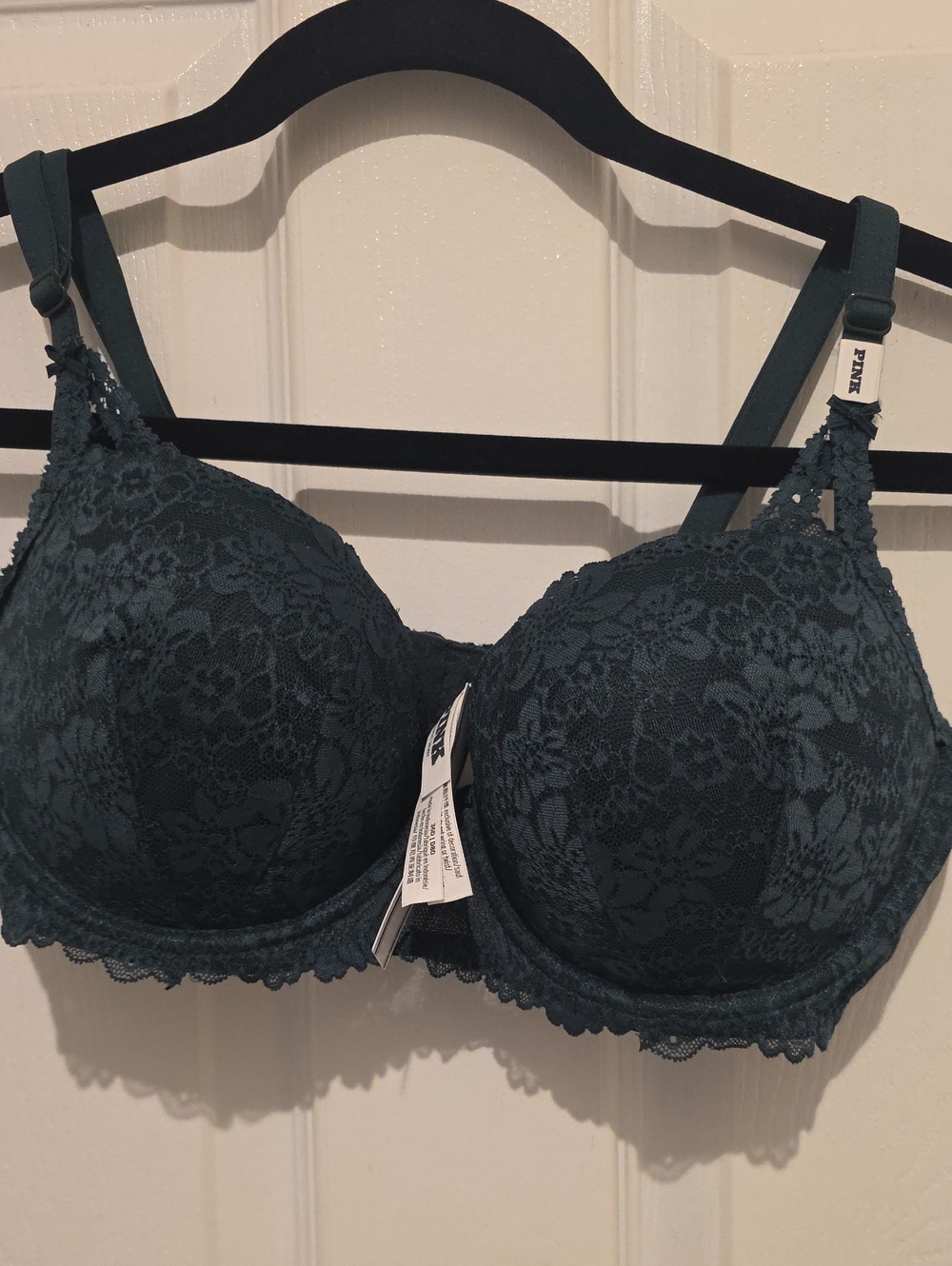 PINK Victoria's Secret Lace Underwire Bra - Teal Green